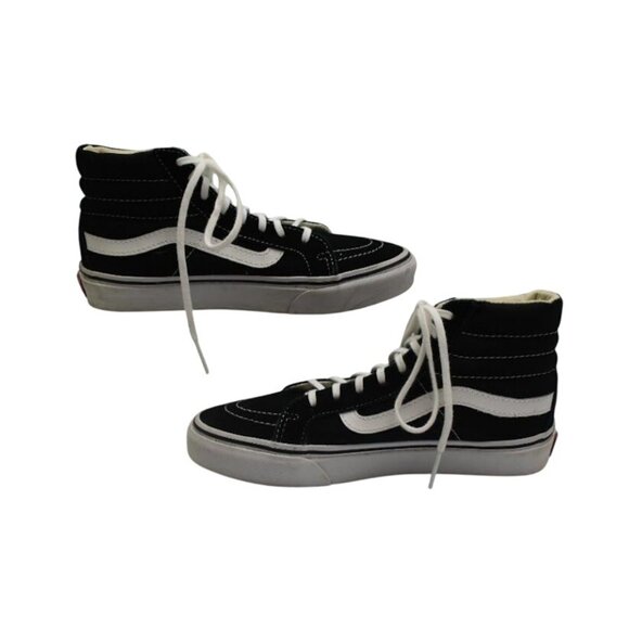 Vans Sk8 Hi High Top Skate Shoes Black White Mens 4 Womens 5.5 Canvas Suede - Picture 5 of 7